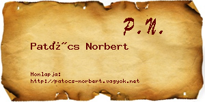 Patócs Norbert névjegykártya